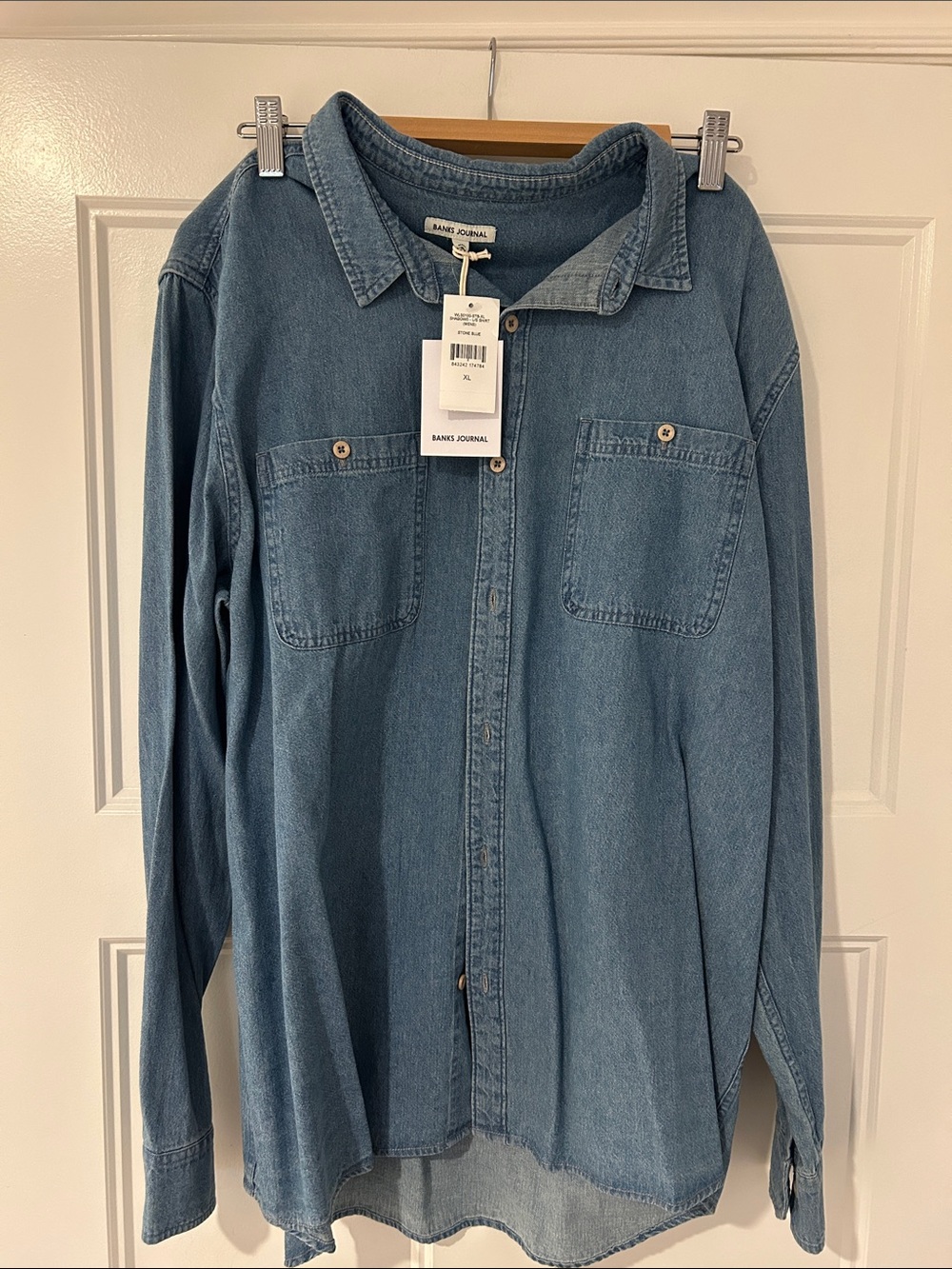 Banks Journal Men's Light Blue Denim Button-Up Shirt
